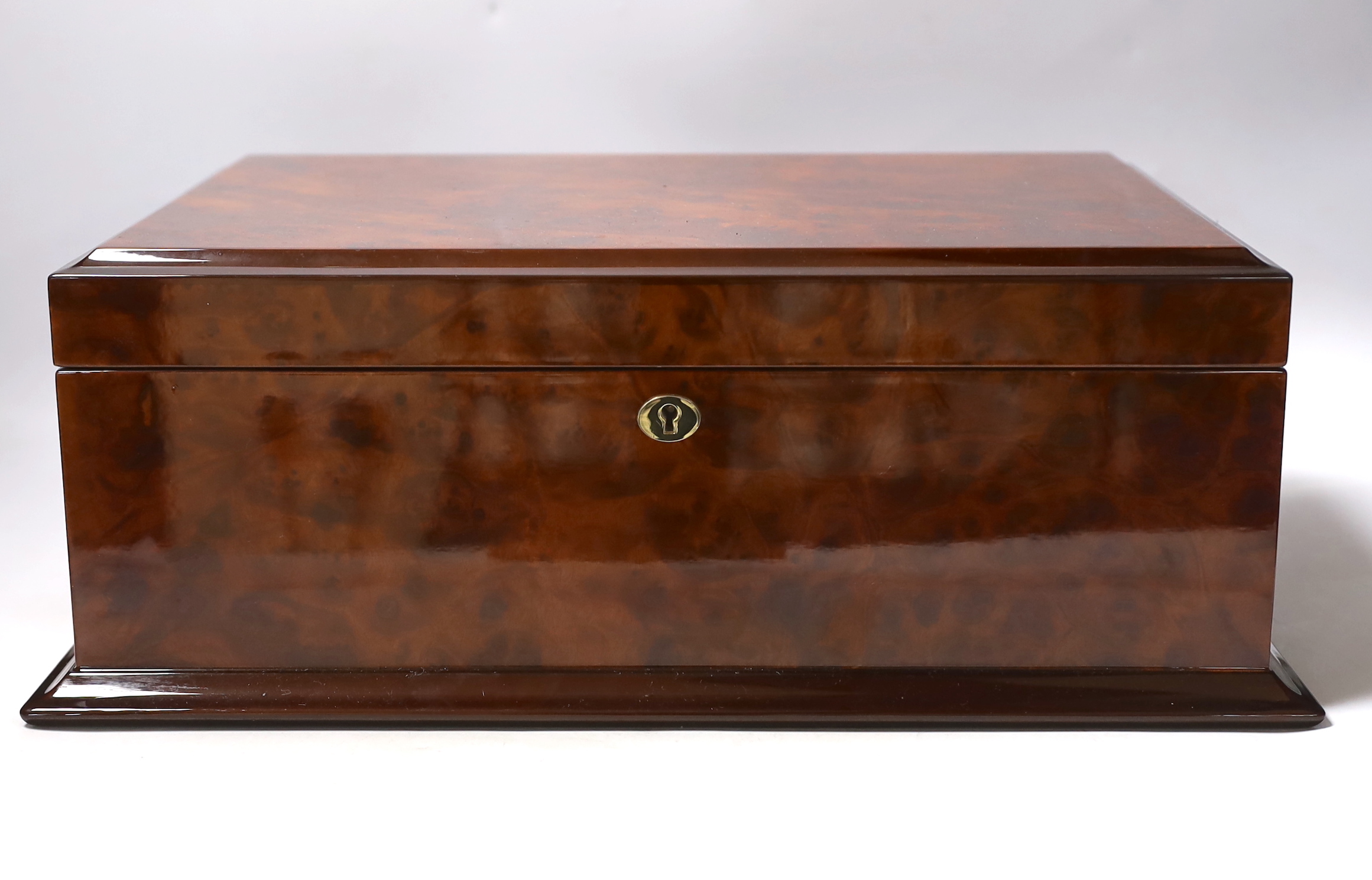 Hillwood London, a burr walnut games compendium, 41cm wide
